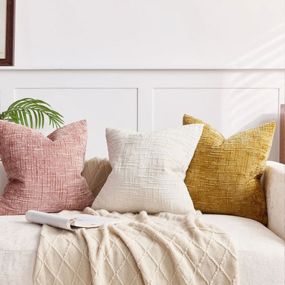 Plush Chenille Pillow Case 18 in Textured Bamboo Relief Pattern for Sofa Bed Living Room Bedroom Accent Home Décor Throw Cushion Slipcover