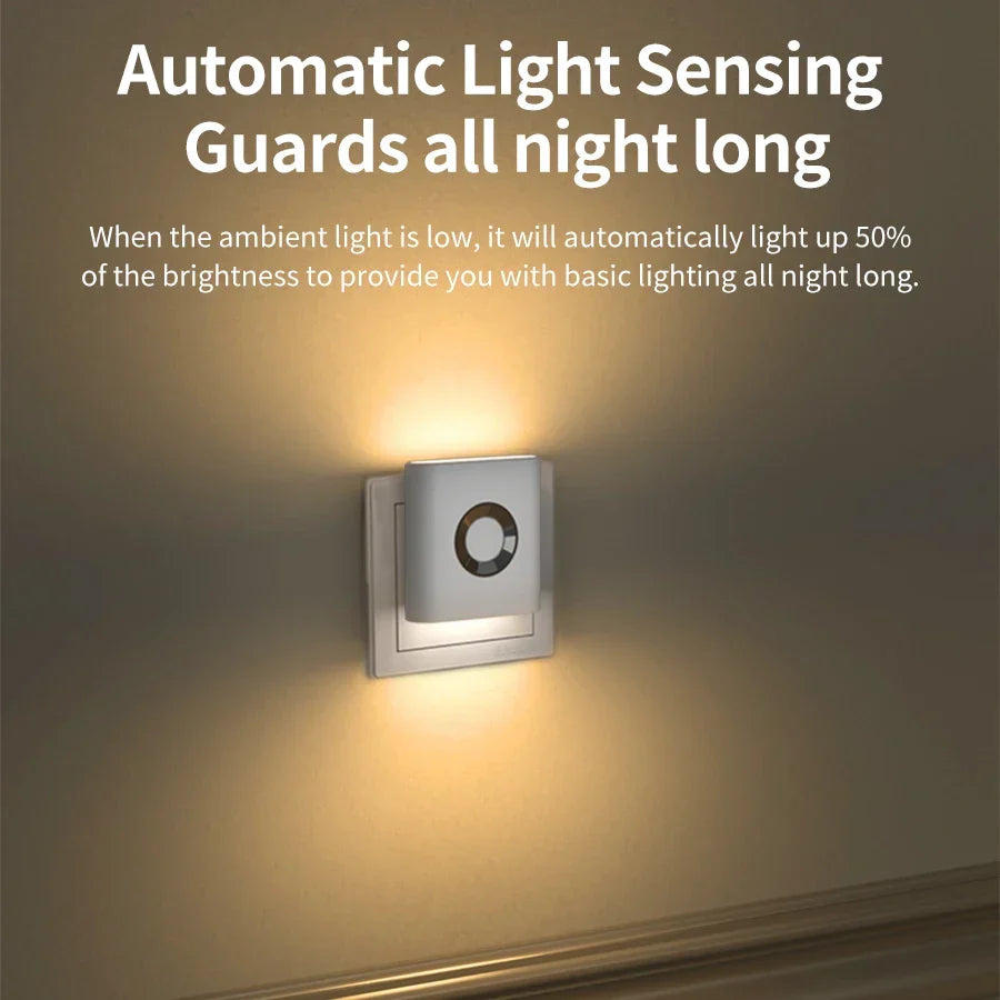 Plug-In Motion Sensor LED Night Light with 10 ft Radar Detection for Hallways Bedrooms Bathrooms Stairs Automatic Warm White Safety Lighting