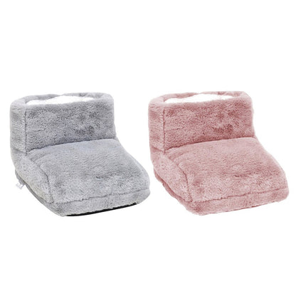 Rechargeable Electric Heated Foot Warmer Slippers with 3 Heat Settings USB Powered Plush Fleece Winter Warming Boots for Cold Feet Home