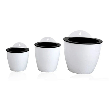 Wall-Mount Self-Watering Planter 7 in Diameter White Plastic Vertical Herb Pot Indoor Outdoor Hydroponic Succulent Holder Removable Basket f