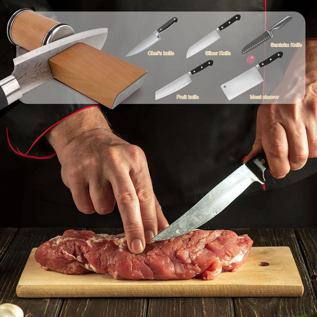 Manual Blade Honing System with Diamond and Ceramic Rollers for Chef Knives, Hunting Blades & Outdoor Tools – Dual-Angle Magnetic Guide – 10