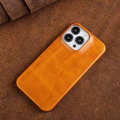 Handcrafted Full-Grain Cowhide iPhone Case – Shock-Absorbing Edge Protection with Raised Camera Lip and Port Precision