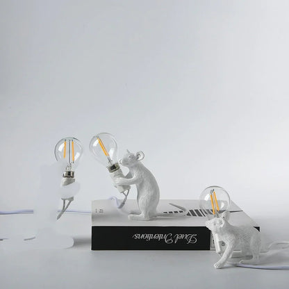 Whimsical Mouse Table Lamp with LED Light – Charming Resin Animal Décor for Bedroom, Living Room & Kids Room