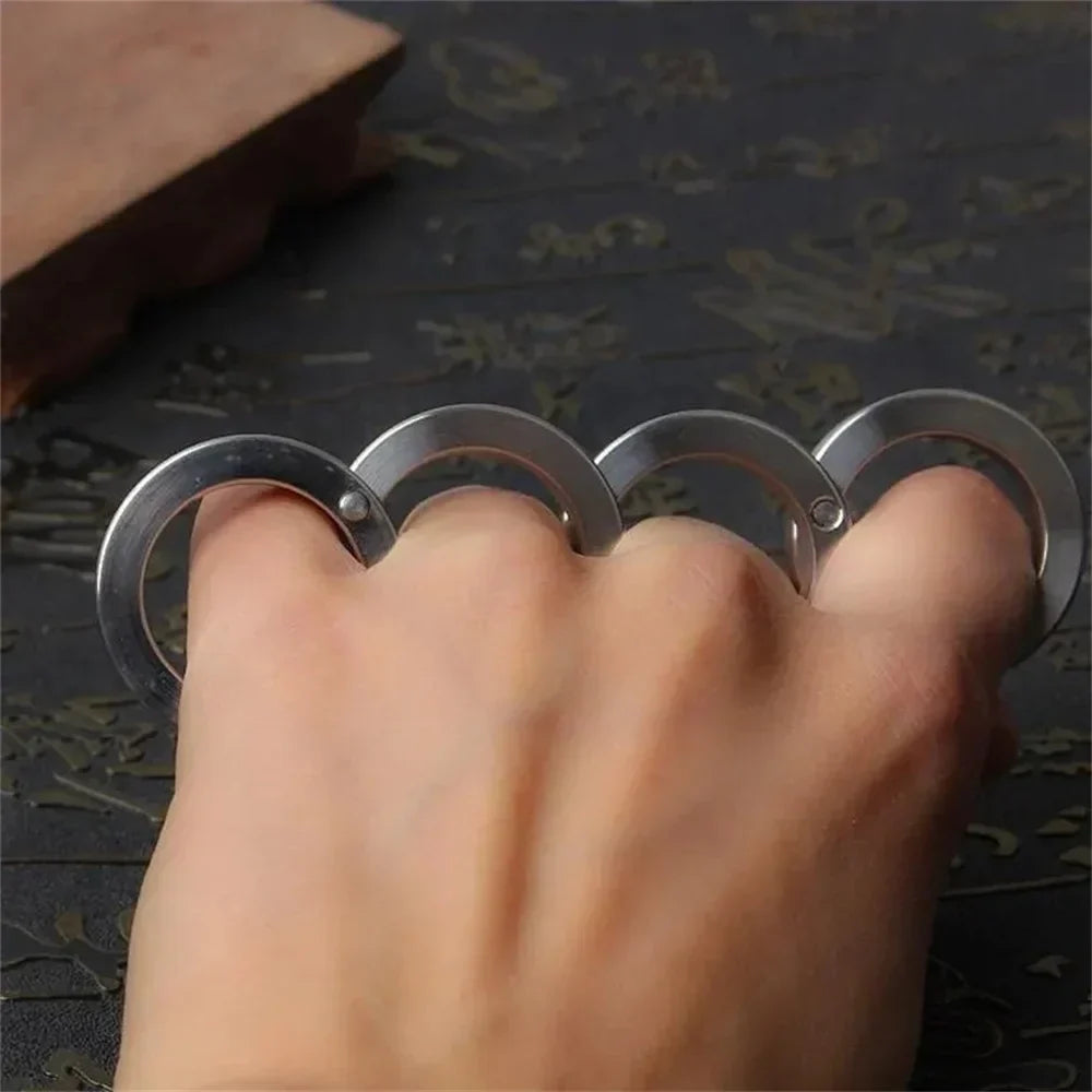 Tactical Emergency Ring Self Defense Tool Silver Metal Finger Guard Discreet Protection Everyday Carry Compact Security Ring for Women Men