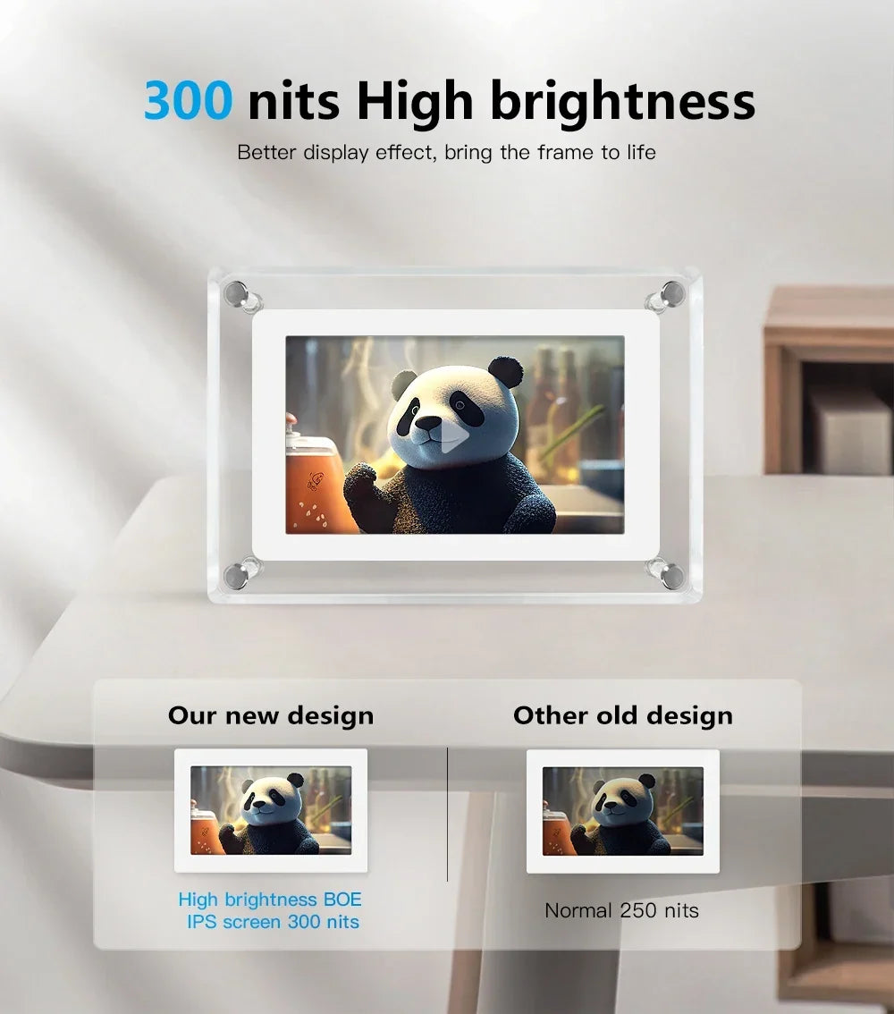 5-Inch IPS Digital Picture Frame with Rechargeable Battery | Tabletop Photo & Video Display for Desk & Home | HD Media Player with USB &