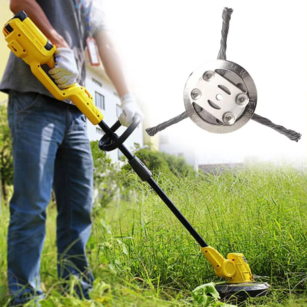 Heavy-Duty Steel Wire Brush Trimmer Head for Lawn Edger Weed Eater — Universal Fit Garden Tool Attachment for Tough Weeds Moss Dirt