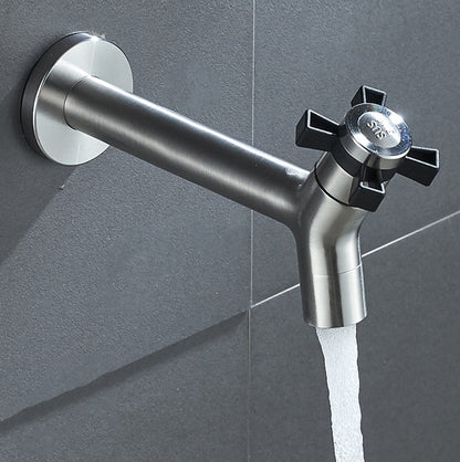 Wall-Mount Outdoor Garden Faucet | Cold Water Hose Spigot with Brass Valve & Stainless Steel Body for Yard, Patio & Balcony