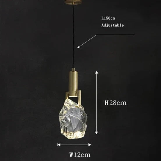 Crystal Drop Ceiling Fixture 11 Inch Copper Accent GU10 LED Compatible Adjustable Cord for Kitchen Island Dining Table Hallway Breakfast Noo