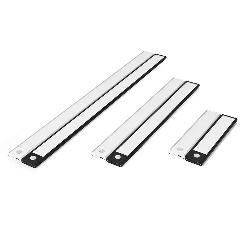 Motion Sensor LED Under Cabinet Light Rechargeable Magnetic Strip Battery Powered Kitchen Closet Pantry Hallway Wireless Lighting Bar for Co