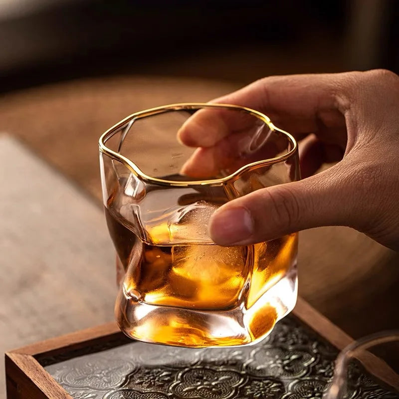 Sculpted Spirit Tumbler Set of 2 for Bourbon Scotch Whisky Cocktails Home Bar Glassware Gift