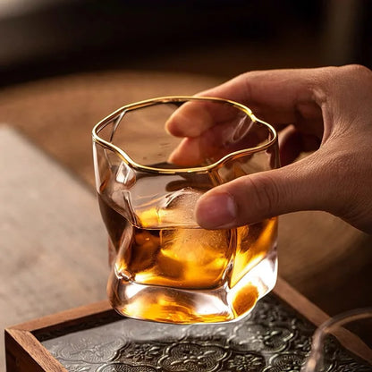 Sculpted Spirit Tumbler Set of 2 for Bourbon Scotch Whisky Cocktails Home Bar Glassware Gift