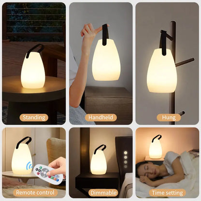 Rechargeable LED Outdoor Lantern with Remote Control, 8 Color Modes & Dimmable Light for Patio, Garden, Deck