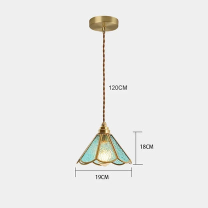 Handcrafted Art Glass Hanging Fixture 7.5 Inch Vintage Copper Shade for Dining Area Kitchen Island Accent Lighting E27 Socket Adjustable Cor
