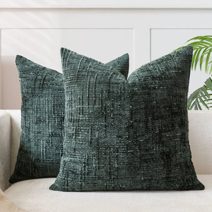 Plush Chenille Pillow Case 18 in Textured Bamboo Relief Pattern for Sofa Bed Living Room Bedroom Accent Home Décor Throw Cushion Slipcover