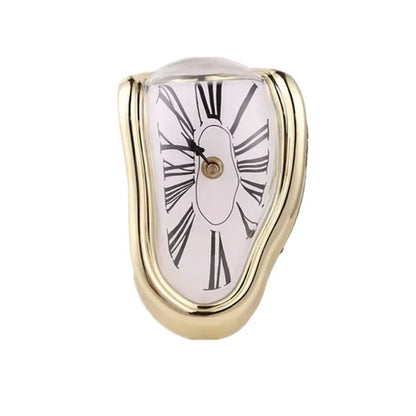 Flowing Timepiece Aluminum Quartz Roman Numeral Display 7 x 5 x 6 Inches Silver Statement Clock for Desktop Mantel Shelf Surrealist Home Off