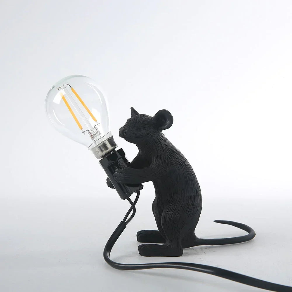 Whimsical Mouse Table Lamp with LED Light – Charming Resin Animal Décor for Bedroom, Living Room & Kids Room