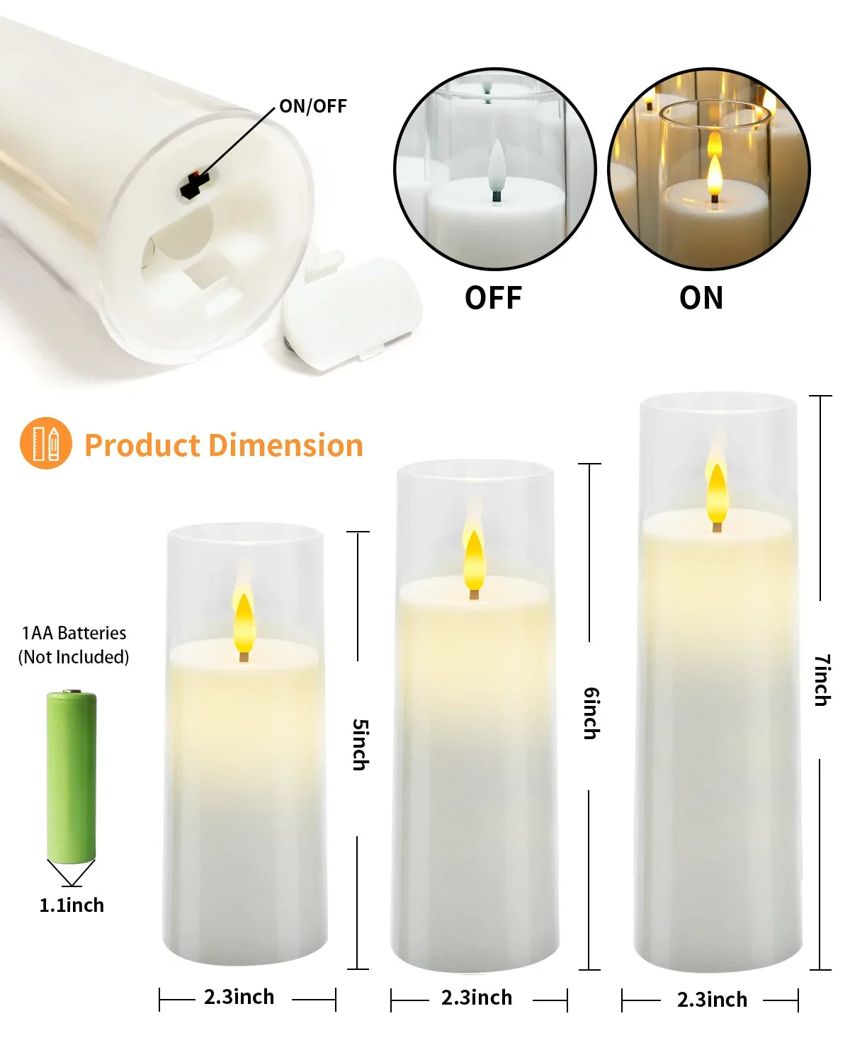 Remote-Controlled LED Pillar Candles 9-Piece Set with Timer for Living Room Bedroom Dining Decor Acrylic Battery-Powered Ivory