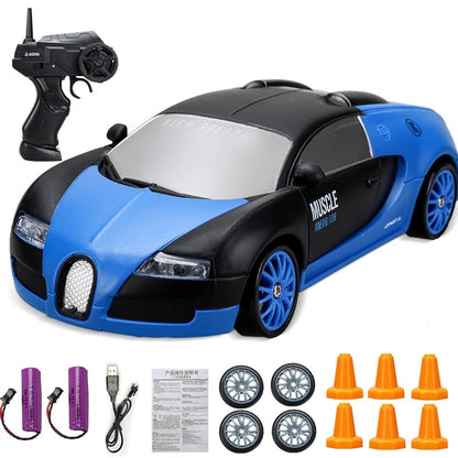 RC Mini Drift Car Remote Control Racing Toy with LED Lights & Rechargeable Battery for Kids & Adults