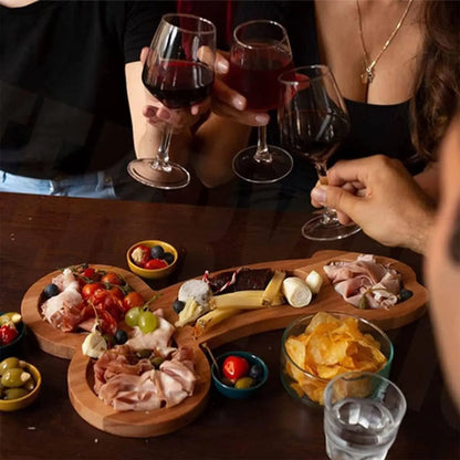 Wooden Charcuterie Board with Compartments for Cheese Snacks Appetizers Entertaining Party Platter Dark Wood Serving Tray for Game Night