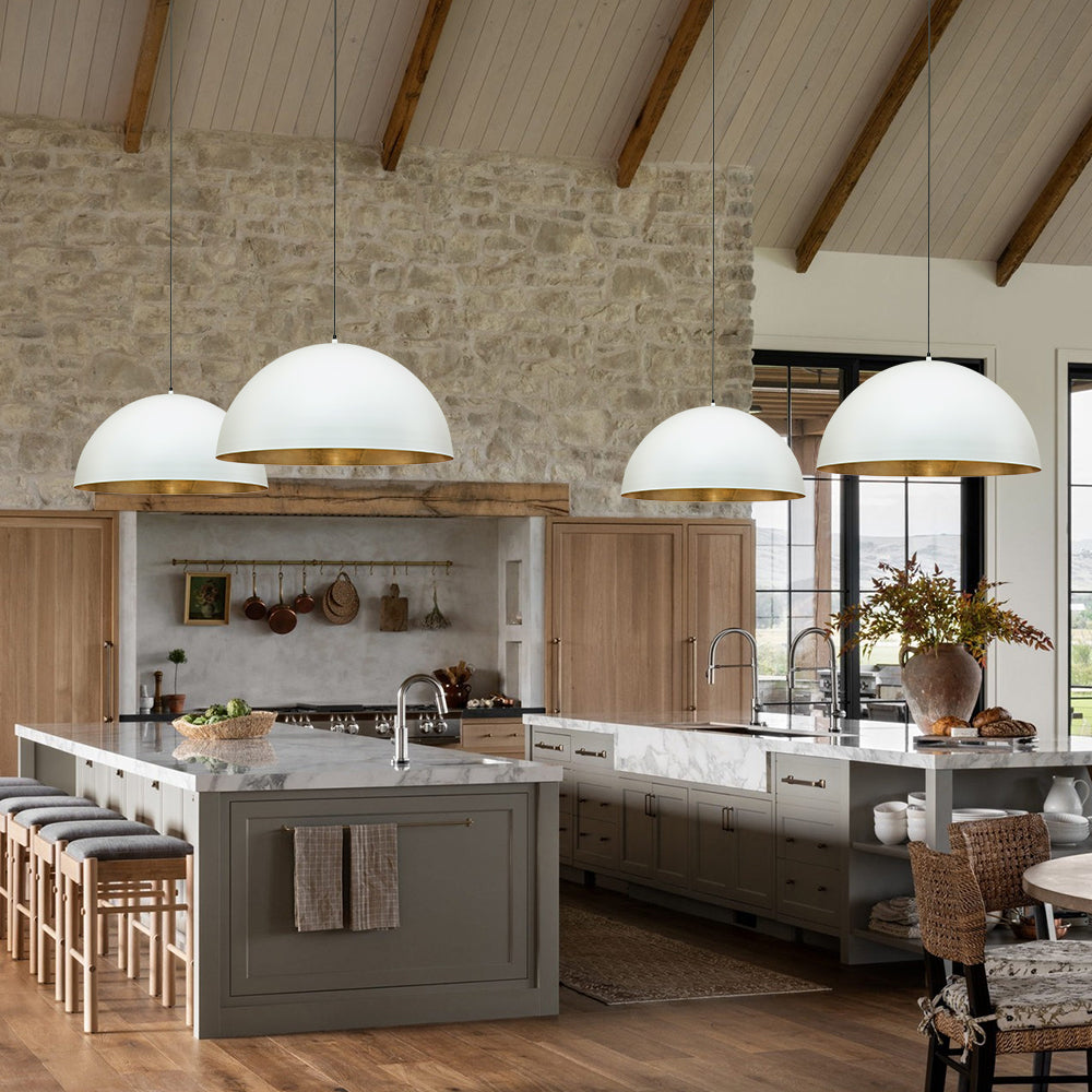 Statement Bowl Pendant Ceiling Light with Gold Interior – Adjustable Cable & Dimmable for Kitchen Island, Dining