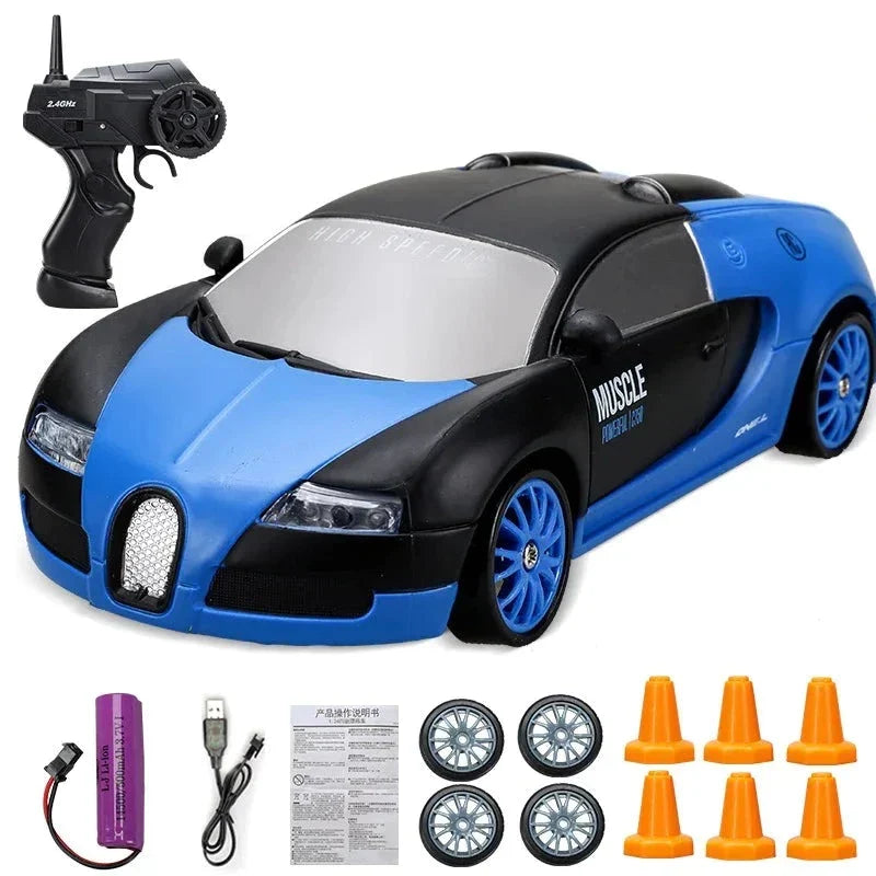 RC Mini Drift Car Remote Control Racing Toy with LED Lights & Rechargeable Battery for Kids & Adults