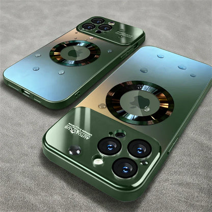 Glossy Magnetic Snap-On iPhone Case with MagSafe Compatibility for Wireless Charging | Premium Mirror Finish Protective Cover | Slim Lightwe