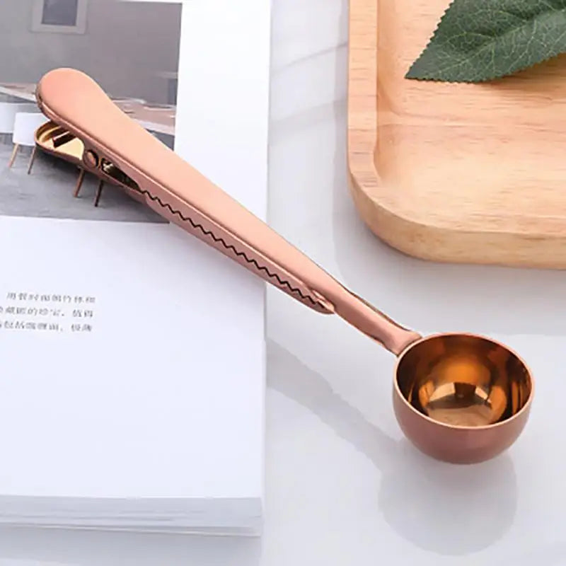 Stainless Steel Bag Sealer Scoop 7 Inch Dual Purpose Clip for Coffee Tea Storage Kitchen Pantry Organization Tool Silver Gold Black Rose Gol