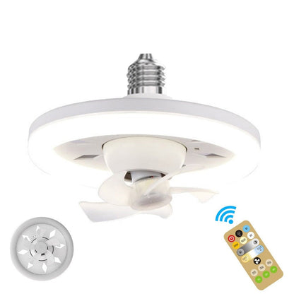 E27 Ceiling Fan Light with Remote, Adjustable Airflow & LED Dimming, 360° Rotation for Living Room, Bedroom