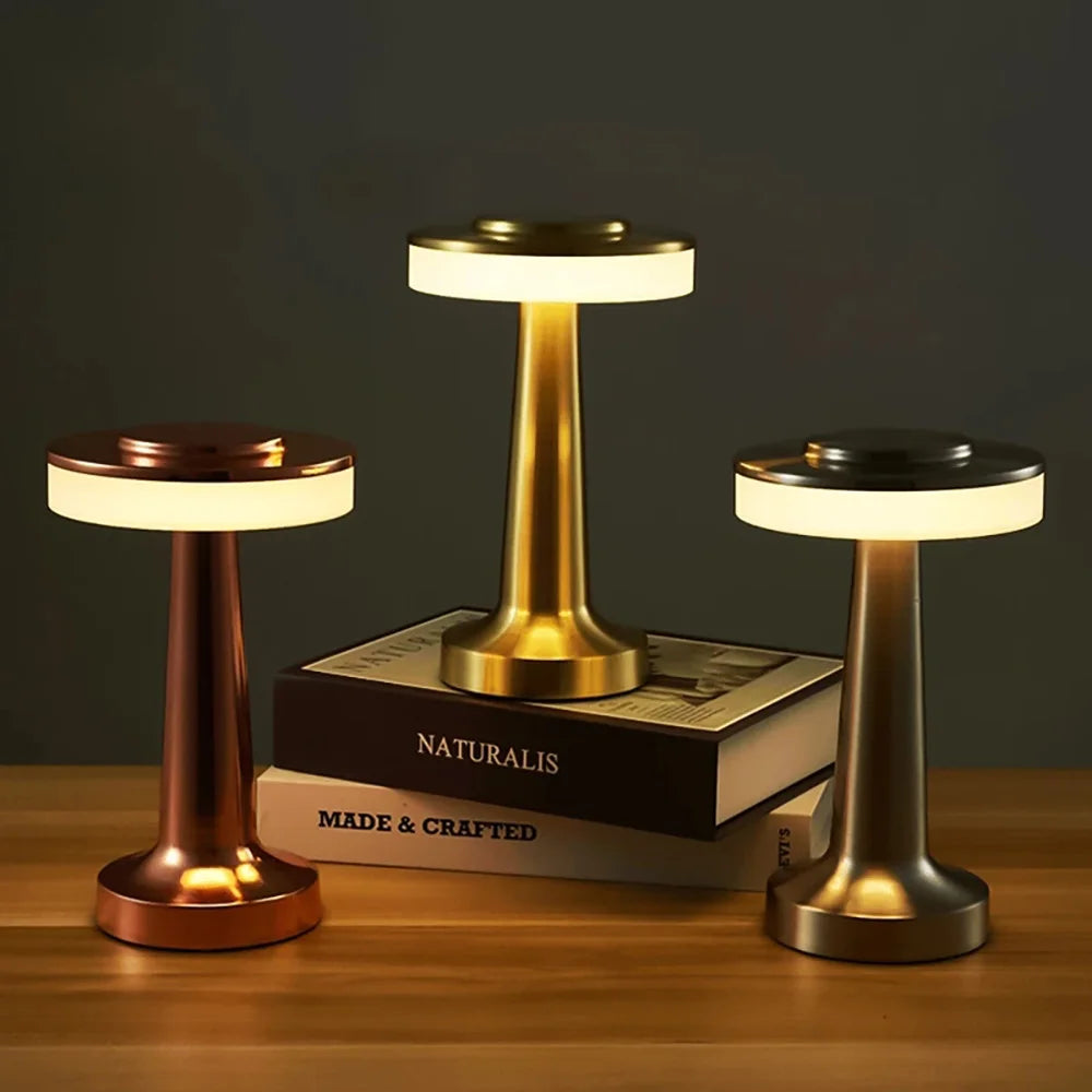 Rechargeable LED Desk Lamp with Touch Control & 3 Light Modes – Cordless Nightstand Light for Bedroom, Office & Living Room – Chrome Finish