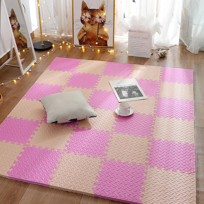 Interlocking Foam Floor Tiles 12x12 Inch Non-Slip Cushioned Baby Crawling Mat for Nursery Playroom Kids Activity Area Water-Resistant EVA Pu