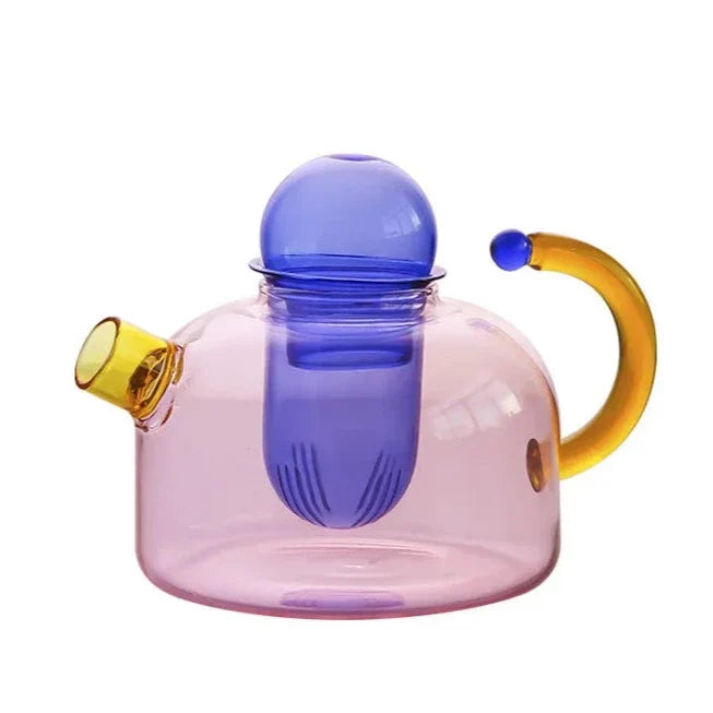 Vibrant Glass Tea Set | Colorful Borosilicate Tea Cups & Teapot | Unique Shapes for Enjoyable Tea Experience