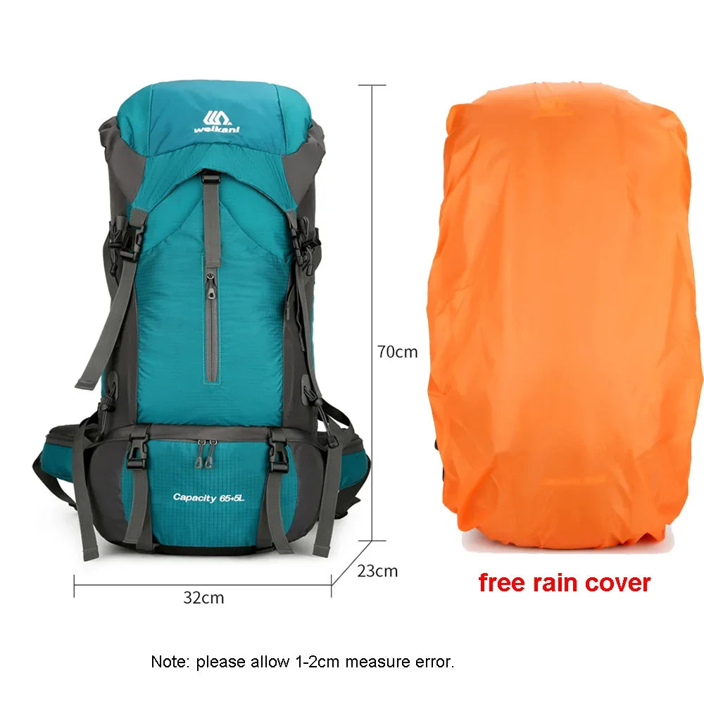 Alpivento | 70L Trekking Backpack with Water-Resistant Rain Cover | Spacious Outdoor Backpack for Hiking and Travel