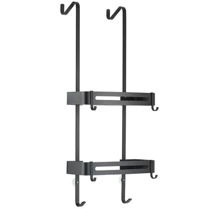 Over-Door Shower Caddy Aluminum 38 in Tall No-Drill Bathroom Organizer for Shampoo Toiletries Glass Door Mount 2-3 Tier Storage Rack