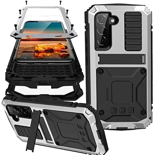 Aluminum Galaxy S26 Ultra Case with Screen Guard & Stand – Heavy Duty Shock Proof Cover for Samsung Galaxy S26 Plus, S26, S25 Ultra, S25