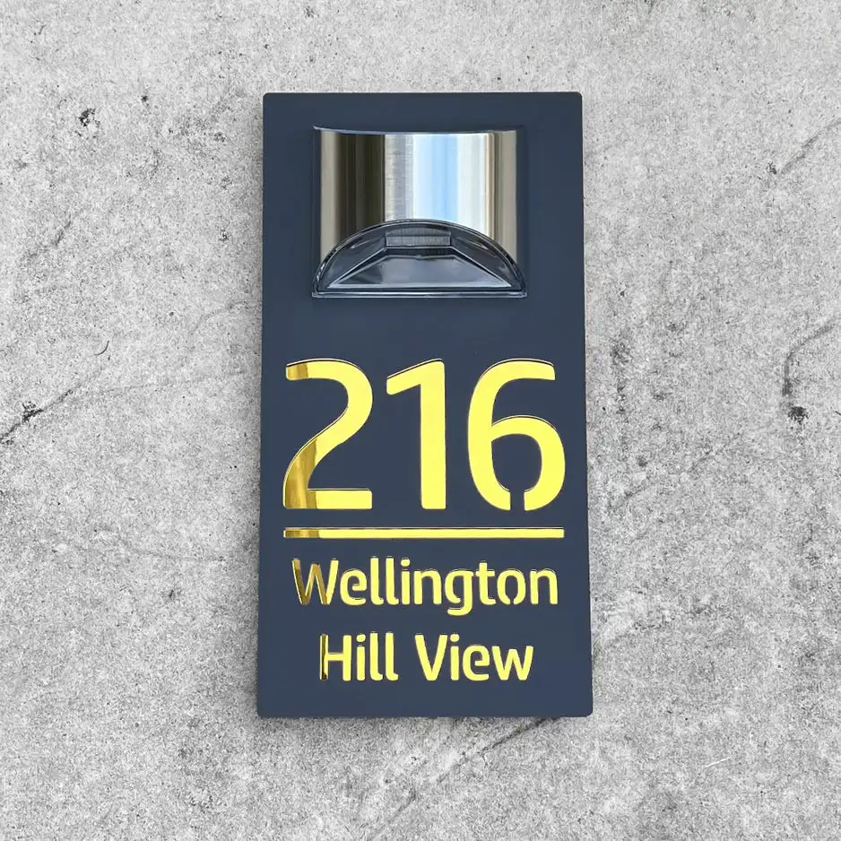 Solar-Powered Illuminated House Number Sign Floating Effect Acrylic Address Plaque for Front Door Custom Personalized Home Address Marker wi