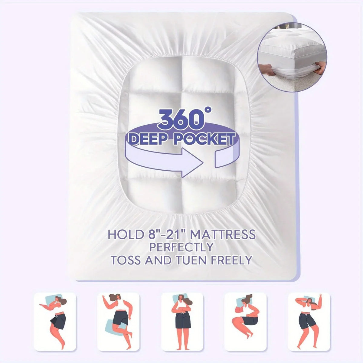 Bamboo | Cooling Mattress Topper with Pillow Top & Deep Pockets for Ultimate Comfort