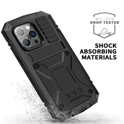 Heavy-Duty Metal Phone Case for iPhone 14, 13, 12, 11 – Full-Edge Protection with Raised Camera Guard & Tactile Grip