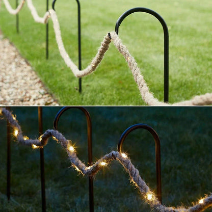 Rustic Hemp Rope LED String Lights Warm White Battery Powered Decorative Lighting for Living Room Bedroom Patio Garden Party Wedding