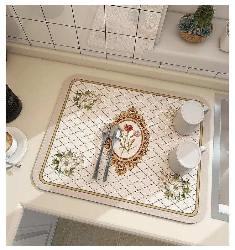 Sink Area Floor Runner 20×24 inch Green Microfiber Ultra-Absorbent Quick-Dry Anti-Slip Backing Machine Washable for Kitchen Dishwasher Cookt