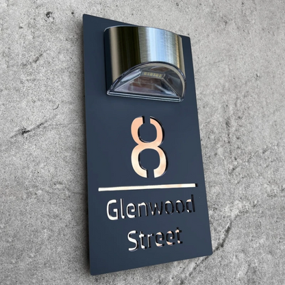 Solar-Powered Illuminated House Number Sign Floating Effect Acrylic Address Plaque for Front Door Custom Personalized Home Address Marker wi