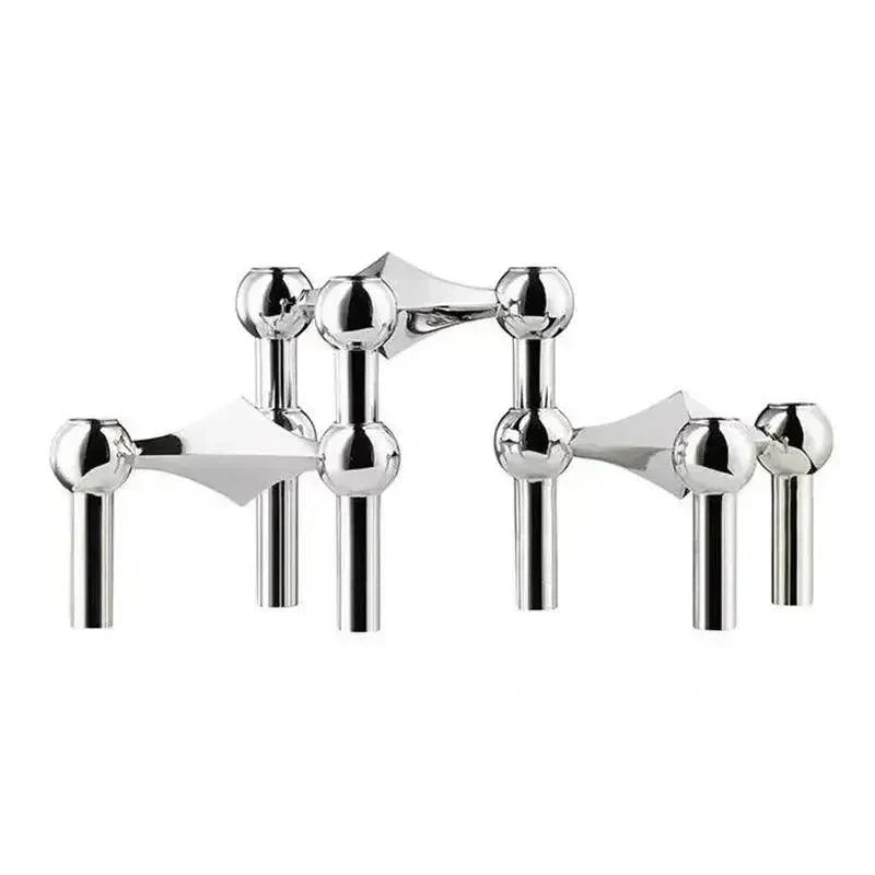 Geometric Metal Candle Holder - Modular Stacking Candelabra for Tables & Centerpieces - Modern Minimalist Decor