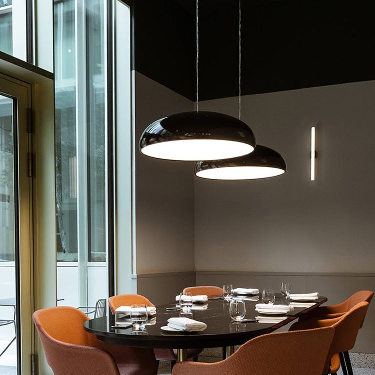Adjustable Height Metal LED Ceiling Fixture for Dining Room & Kitchen Island | Modern Sculptural Overhead Lighting for Table & Counter | Ind