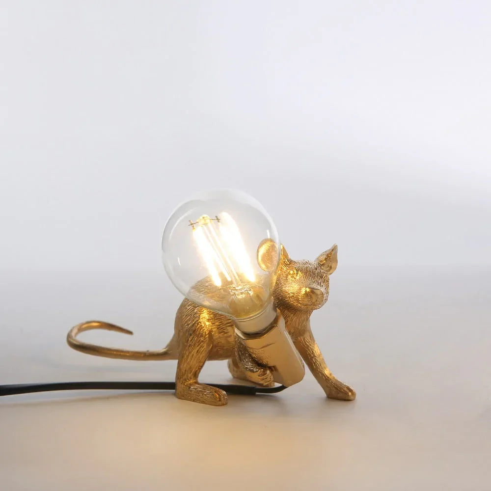 Whimsical Mouse Table Lamp with LED Light – Charming Resin Animal Décor for Bedroom, Living Room & Kids Room