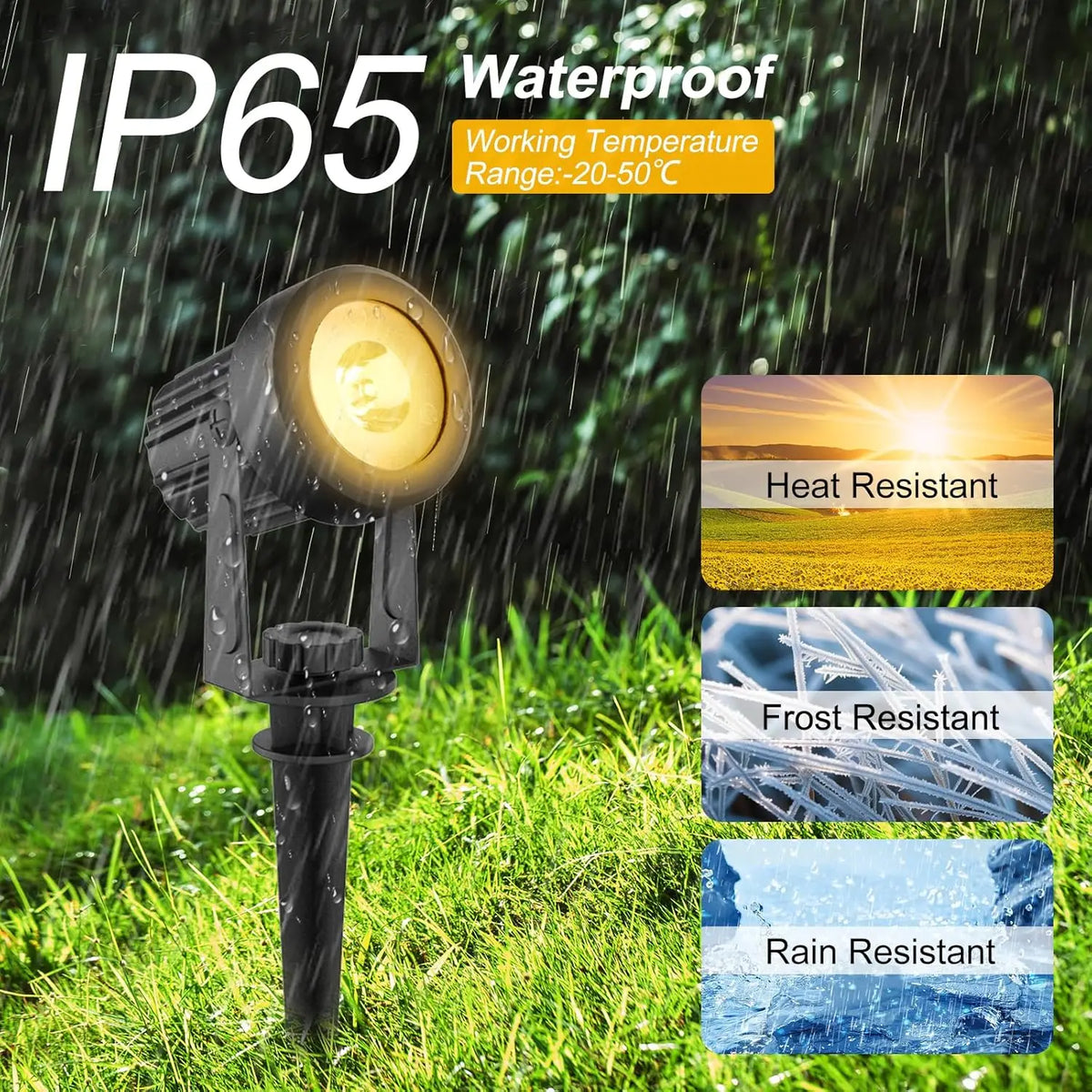 Ortekor LumiGlow | Solar Spot Lights Outdoor with Dusk Sensor | Flexible Warm & Cool White Lighting for Garden Decor