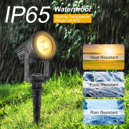 Ortekor LumiGlow | Solar Spot Lights Outdoor with Dusk Sensor | Flexible Warm & Cool White Lighting for Garden Decor