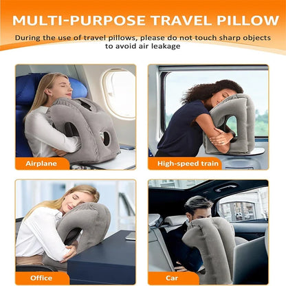 Neck Pillows for Travel, Inflatable Neck Support Pillow with 45 Degree Head Rest, Compact Travel Pillow for Airplane