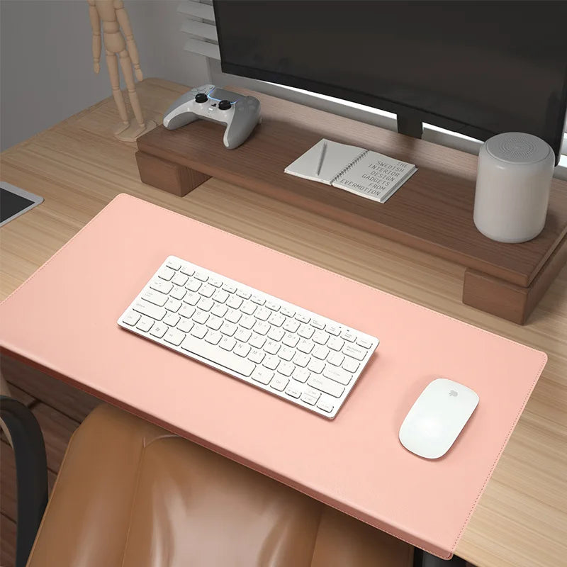 Ergonomic Desk Pad with Cushioned Wrist Rest and Elbow Support for Office, Gaming, and Home Workspace - Premium Vegan Leather Surface