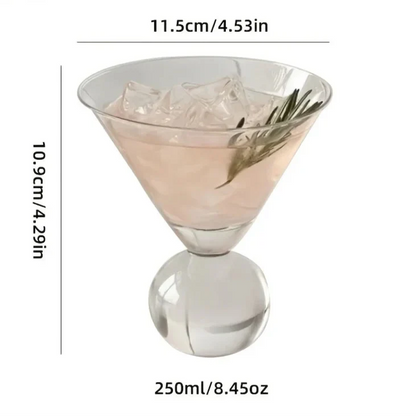 Spherical Cocktail Glass with Textured Rim for Martinis and Mixed Drinks | Home Bar Stemware