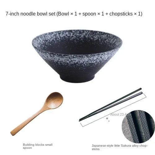 Japanese Creative Tableware Set - Elegant Bamboo Hat | Ceramic Bowl Set with Unique Design - Perfect for Ramen, Rice & Soup