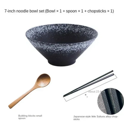 Japanese Creative Tableware Set - Elegant Bamboo Hat | Ceramic Bowl Set with Unique Design - Perfect for Ramen, Rice & Soup